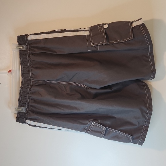 Kanu Surf Board Shorts Gray Swim Beach Cargo Pockets Lined Drawstring Men's L - Picture 5 of 10